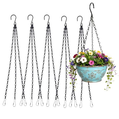 5 Pack 20 Inch Adjustable Hanging Plant Chains with Clips Hooks Black Metal Replacement Chains for Flower Pots Bird Feeders Baskets Lanterns Wind Chimes Indoor Outdoor Use（Locking Hook） - size: 20in