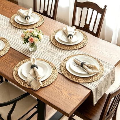 10 Pack 12 Inch Round Wicker Woven Placemats | Natural water hyacinth braided rattan mats, boho farmhouse style for indoor & outdoor table decor - size: 12 Inch Set of 10