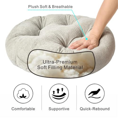 Floor Pillow Cushion with Handle for Adults Women Men | Large Meditation & Sitting Cushion Pillow for Tatami, Living Room, Yoga (1, Light Gray, Round, 22" x 22" x 6") - color: Light Gray, Round