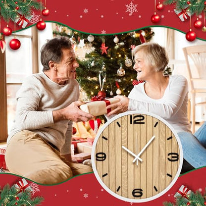 Round Wall Clock Battery Operated, Modern Wooden Small Analog Clocks 12 Inch Silent Non-Ticking for Home, Office, Apartment, Living Room, Bathroom, Kitchen, Bedroom - color: B - 12x12 in
