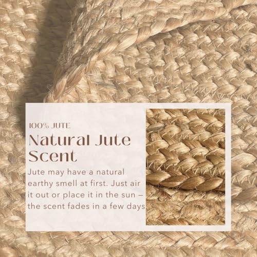 Hand Woven Natural Jute Braided Rug – 6 Ft Round Scalloped Rug | Rustic Boho Farmhouse Reversible Rug for Entryway, Front Door, Kitchen, Nursery, Dining Room, or Patio | Natural Fiber Rug - size: 6' x 6' (Flower)