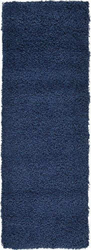 Unique Loom Solid Shag Collection Area Rug (2' 2" x 6' 5" Runner, Sapphire Blue/ Navy Blue) - color: Sapphire Blue/Navy Blue, size: 2'2" x 6'5" (Rectangular)