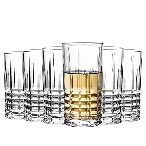 Tall Highball Drinking Glasses Set of 6, Water Glasses, Cocktail Glass 14 oz Clear - style: Style B
