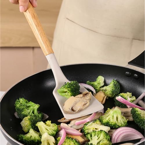 Kitchen Cooking Utensils and Knife Set with Block, 19 Pieces Cooks Cutting Set 11 Silicone Utensils Tool 5 Pcs Sharp Stainless Steel Chef Knives Scissors Whisk Tongs and Cutting Board (Beige) - color: Beige
