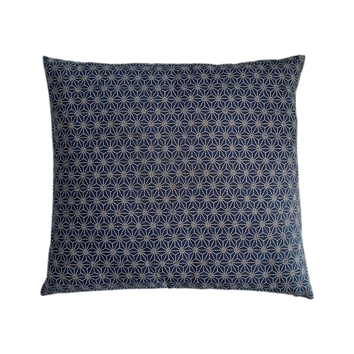 Zabuton Floor Pillow with Removable Cover - Traditional Japanese Decor | 90% Cotton, 10% Polyester Filling, Fluffy Floor Cushion for Couch, Living Room Seating or Meditation - color: As-no-ha Navy