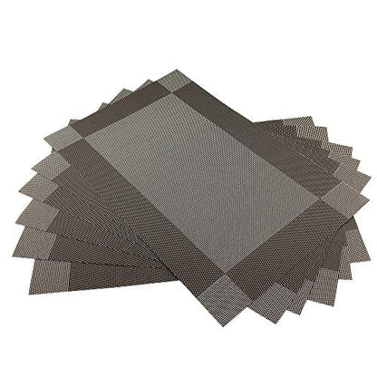 Vinyl Coffee Placemats Heat Resistant Dining Table Mats Non-Slip Washable Place Mats Set of 6 （Coffee） - color: Coffee