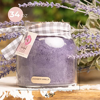 A Cheerful Giver — Lavender Vanilla - 34oz Papa Scented Candle Jar with Lid - Keepers of the Light - 155 Hours of Burn Time, Gift Candle, Violet - size: 34 oz