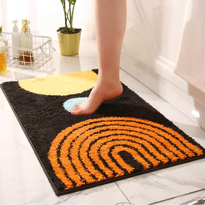 Boho Bath Mats Non-Slip Microfiber Geometric Bathroom Rugs Soft Fluffy Bohemian Bath Rugs Washable for Bathroom, Shower, Sink, Tub, Entry Rug, 31''×20'', Dark Grey - color: E Bohemian
