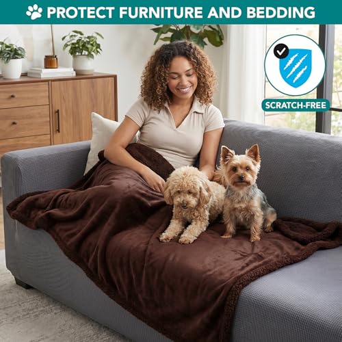 PetAmi Dog Blanket Small Medium Pet Cat Puppy Kitten, 40x29, Solid Brown | 460 GSM, Soft Sherpa Fleece Throw, Reversible Plush Couch Cover Protector Crate Carrier Sofa Bed Car Seat, Machine Washable - color: Brown/Brown Sherpa, size: Medium - 29 X 40 Inch
