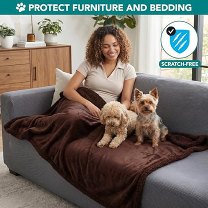 PetAmi Dog Blanket Small Medium Pet Cat Puppy Kitten, 40x29, Solid Brown | 460 GSM, Soft Sherpa Fleece Throw, Reversible Plush Couch Cover Protector Crate Carrier Sofa Bed Car Seat, Machine Washable - color: Brown/Brown Sherpa, size: Medium - 29 X 40 Inch