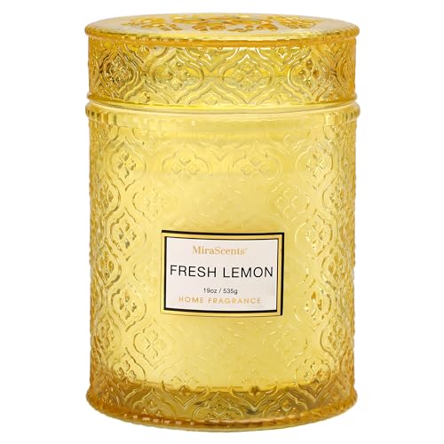 Lemon Scented Candles, 19oz Aromatherapy Candles Gifts for Women, Yellow Luxury Large Decorative Candles in Glass, Natural Soy Wax for Home - color: LEMON