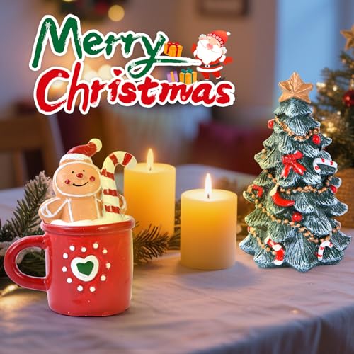 Christmas decor Figurine, Resin Xmas Tree Ornament for Table Top (Tree) | Christmas Tree with Various Decorations, Handmade Statue for Gift, Christmas Party Home Decoration