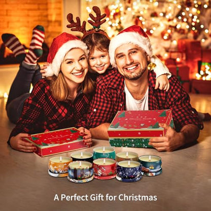 Christmas Candles Gifts for Women, 12 Bulk Scented Candles Set | Home Aromatherapy, Strongly Fragrance, Long Lasting, Portable Travel Tin for Spa Bath Yoga - color: SC04