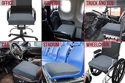 Large 19"x17"x3.25" Medium-Firm Memory Foam Seat Cushion with Cooling Effect, Washable Cover and Non-Slip Base for Office Chairs, Wheelchairs, Recliners, Cars - Back Pain Relief - Gray - color: Gray
