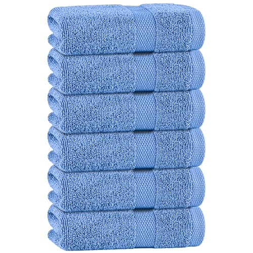 White Classic Light Blue Hand Towels for Bathroom [6 Pack] Cotton Hand Towel Bulk for Gym, Kitchen and Spa, 16x27 Inches Soft Highly Absorbent Quick Dry Terry Salon Towels - color: Light Blue, size: Hand Towels 6-Pack