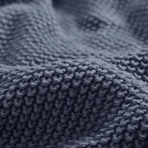 INK+IVY Bree Knit All Season Throw Blanket for Sofa, 50 x 60, Indigo | Ultra Soft, Acrylic, Lightweight, OEKO-TEX Certified - color: Indigo, size: Throw (50 in x 60 in)