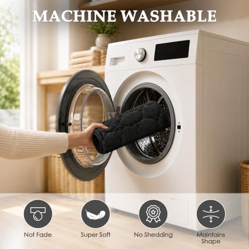 Black Memory Foam Bathroom Rugs Set 4 Piece, Ultra-Soft Velvet Memory Foam Bath Mats Set, Absorbent & Quick-Drying, Non-Slip Backing, Machine Washable Bath Mats for Bathroom, Tub & Shower (Black)