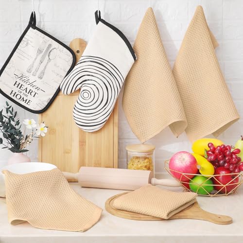 Homaxy 100% Cotton Waffle Weave Kitchen Dish Cloths 18-Pack, Apricot | 12 x 12 Inches, Ultra Soft Absorbent Dish Towels, Quick Drying Dish Rags with Hanging Loop - color: Apricot, size: 12 X 12 - 18 Pack