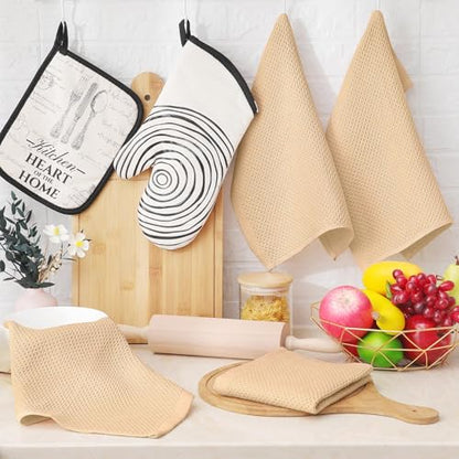 Homaxy 100% Cotton Waffle Weave Kitchen Dish Cloths 18-Pack, Apricot | 12 x 12 Inches, Ultra Soft Absorbent Dish Towels, Quick Drying Dish Rags with Hanging Loop - color: Apricot, size: 12 X 12 - 18 Pack