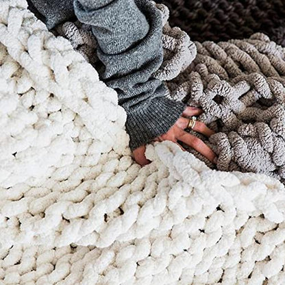 Chunky Knit Blanket Emerald Green Chenille Yarn Tight Chunky Knit Throw Blanket for Sofa Bed 39x39 Handmade Boho Bed Throw - color: Emerald Green, size: 39x39"