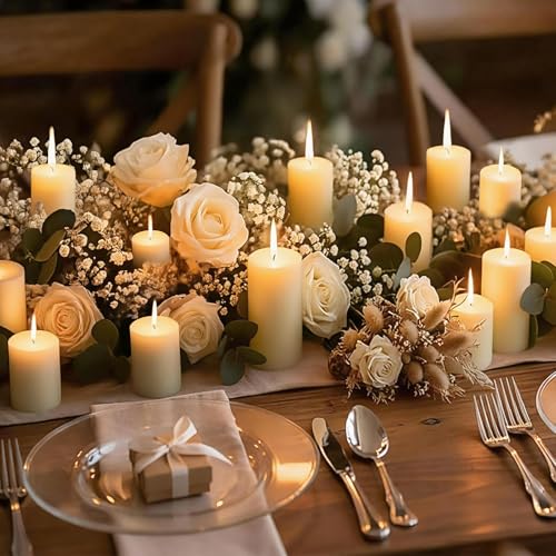 36 Pack Ivory Pillar Candles Bulk Set, 2x3 2x4 2x6 Inch - 12 Each Size, Dripless Smokeless Clean Burning for Wedding Centerpieces, Home Decor, Church, Romantic Ambiance！ - color: 36 Flat-top, size: 2 x 3/4/6 Inch