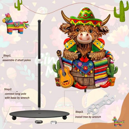 Cinco De Mayo Highland Cow Paper Towel Holder Mexican Taco Fiesta Kitchen Bathroom Decor Rustic Dispenser Kitchen Paper Holder Stand with Round Base for Countertop Toilet Home Accessories - style: Mexican