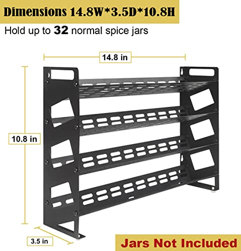 4 Tier Countertop Spice Rack Organizer for Kitchen Cabinet Pantry or Wall Mount, Matte Black (Jars Not Included) - size: 4 Tier Without Jars