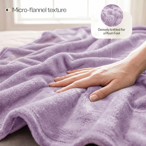 Utopia Bedding Lilac Fleece Blanket Queen Size Fuzzy Soft Anti-Static Microfiber Bed Blanket (90x90 Inch) - color: Lilac, size: Queen (90x90 Inch)