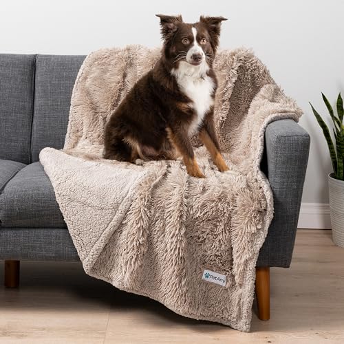 PetAmi Waterproof Dog Blanket for Couch, Bed & Furniture,Reversible Sherpa & Faux Fur Pet Blanket, Leakproof Blanket for Dog Cat, Washable Couch Protector, Soft Calming Pet Throw (40x60, Taupe) - color: Taupe, size: Large (40x60)