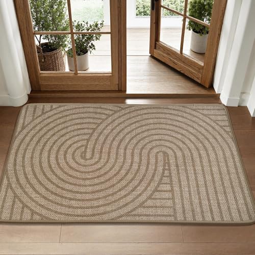 HDFK Geometric Front Door Mat Brown 47x31inches Non-Slip Low-Profile Indoor | Absorbent Washable Easy Clean Welcome Entrance Rug - color: Brown, size: 47"x31"