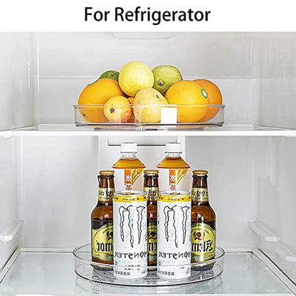 URALFA 9 Inch Lazy Susan Turntable, 2 Pack Small Rotating Cabinet Organizer | Clear Acrylic Plastic Spinning Organizer for Kitchen Cabinet, Pantry, Countertop, Fridge 360-Degree Rotating Base - size: 9 Inch / 1 Tier / 2 Pack