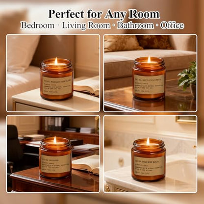 Scented Candles Gift Set,12 Pack Aromatherapy Candles for Home Scented, | Aromatherapy Jar Candle Gifts for Women, Natural Soy Wax Amber Candle Set, Scented Candles Set for Birthday Present - color: Amber