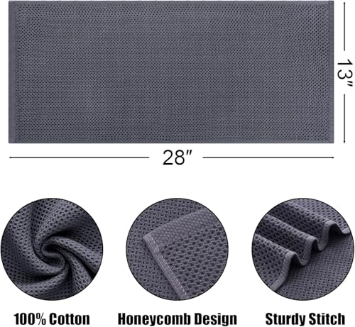 Kitinjoy 100% Cotton Waffle 12-Pack Kitchen Towels, 13" x 28", Dark Grey | Super Soft, Ultra-Absorbent, Fast Drying, lightweight, Quick Drying Kitchen Hand Towels - color: Dark Grey, size: 13 x 28 - 12 Pack