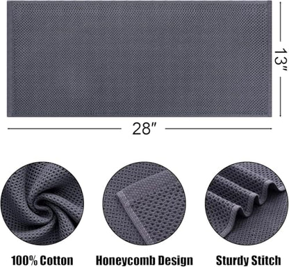 Kitinjoy 100% Cotton Waffle 12-Pack Kitchen Towels, 13" x 28", Dark Grey | Super Soft, Ultra-Absorbent, Fast Drying, lightweight, Quick Drying Kitchen Hand Towels - color: Dark Grey, size: 13 x 28 - 12 Pack