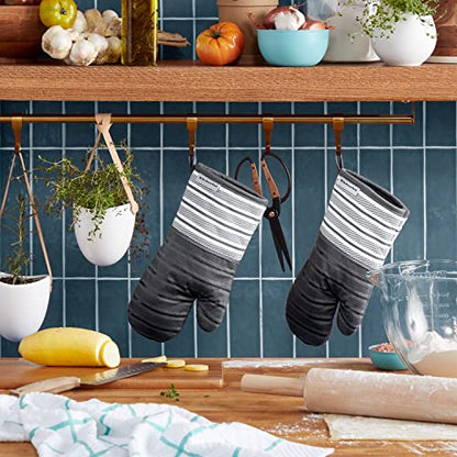 KitchenAid Albany Oven Mitt 2-Pack Set, Charcoal Grey, 7"x13" - color: Charcoal Grey