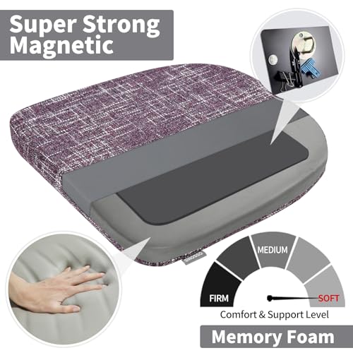 SINOSSO Memory Foam 14" Metal Chair Cushions 4 Pcs, Modern Interwoven Style Magnetic Chair Pads for Dining Kitchen Cafe Bistro Stackable Chair (U-Shape, Purple, 4) - color: Purple