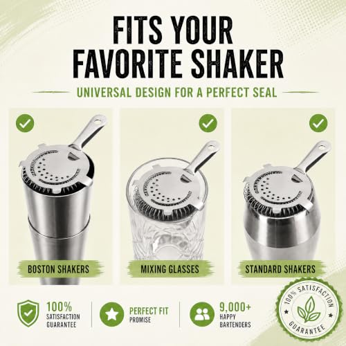 Hawthorne Strainer for Cocktails - Professional Bar Strainer - 4 Prong Design - Bartender Strainer for Shaker - Use for Cocktail Shakers with Strainer - Stainless Steel Strainer Set - 3 Pack