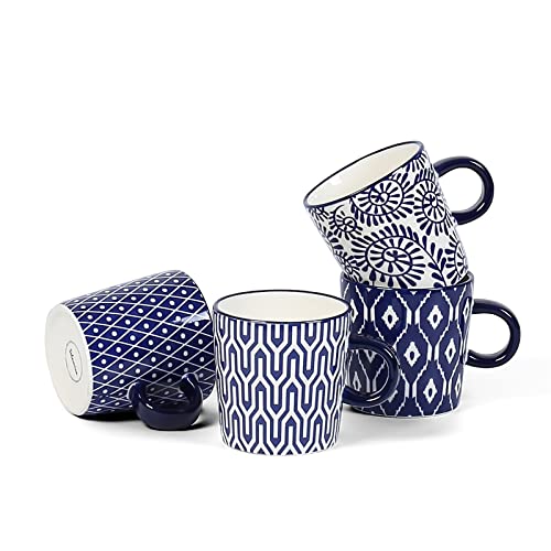 Selamica Ceramic 3.5 Oz Espresso Cups, Set of 4, Vintage Blue | Espresso Mugs 2.5 Inch Demitasse Cups, Mini Coffee Cups for Latte Mocha Lungo Tea - color: Vintage Blue, size: 3.5 Oz