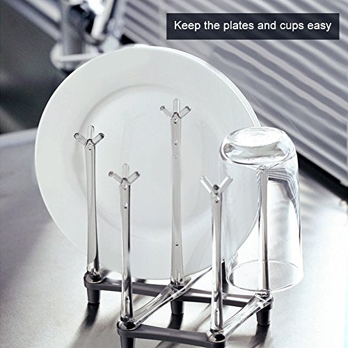 Marbrasse Retractable Cup Drying Rack, Drinking Glass and Sports Bottle Drainer Stand, Plastic Bag Dryer with Non-Slip Bottom for Kitchen Countertop, 2p - color: 2p