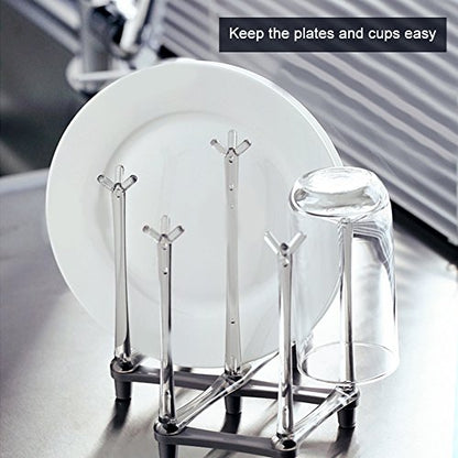 Marbrasse Retractable Cup Drying Rack, Drinking Glass and Sports Bottle Drainer Stand, Plastic Bag Dryer with Non-Slip Bottom for Kitchen Countertop, 2p - color: 2p