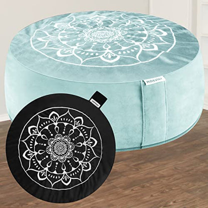 Hihealer Meditation Cushion, Traditional Tibetan Meditation Pillow Velvet Cover - Large Floor Cushion Seating for Adults - Yoga Buckwheat Bolster for Women、Moms - color: Tranquil Night & Day