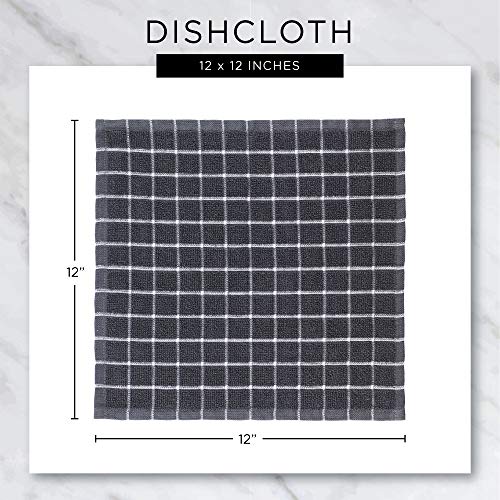 DII Everyday Kitchen Assorted Dishcloth Set of 5, 12x12, Stonewash Blue - color: Stonewash Blue