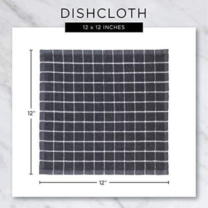 DII Everyday Kitchen Assorted Dishcloth Set of 5, 12x12, Stonewash Blue - color: Stonewash Blue