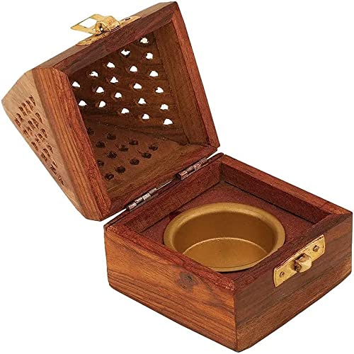Bless-International Traditional-Handmade-Burner Wooden-Incense-Stick-Holder Ash-Catcher-Stand for-Aromatherapy-Meditation-Yoga (5 Inch Temple Wooden Charcoal/Cone) - color: Wooden Pyramid
