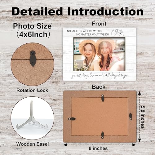 YSTEP Best Friend Photo Frame, Long Distance Friendship Gifts, No Matter Where We Go No Matter What We Do Gifts, Wood 4x6 Picture Frame for Desk Display-B03 - style: Style 2