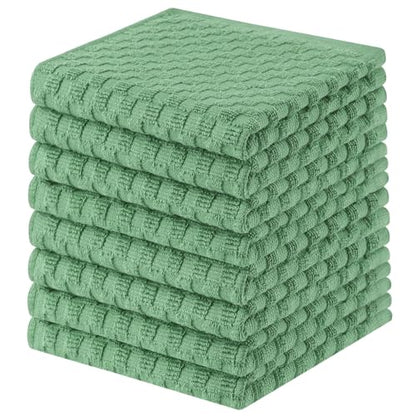Homaxy 100% Cotton Terry Dish Cloths, 12"x12", 8-Pack, Grass Green | Ultra Soft Absorbent Dish Towels with Hanging Loop, Pineapple Grid Designed - color: Grass Green, size: 12 x 12 - 8 Pack