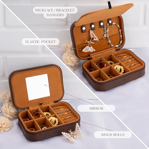 Custom Leather Jewelry Box with Name & Birth Flower Month, Birthday Gifts for Women, Personalized Jewelry Travel Case - Customized Jewelry Organizer Box, Mom Birthday Gifts, White - color: White