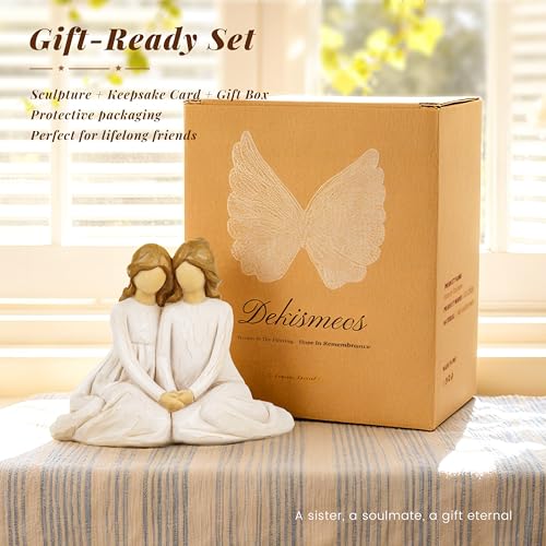 Seated Sister Figurine, Two Sisters Resin Sculpture for Tabletop or Gifting - style: Seated Together