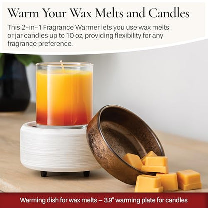 Candle Warmers ETC 2-in-1 Candle and Fragrance Warmer for Warming Scented Candles or Wax Melts and Tarts with to Freshen Room, Whitewashed Bronze - style: Whitewashed Bronze