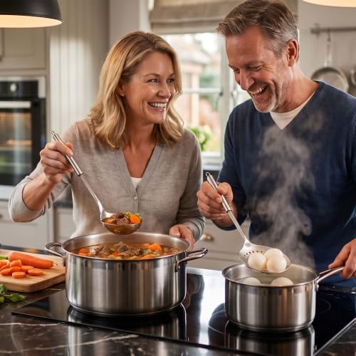 LIANYU Stainless Steel Cooking Utensils Set, 31 PCS Metal Kitchen Utensils | Non-toxic Complete Kitchen Tools with Holder, Include Spatula, Turner, Spoon, Potato Pusher, Heat Resistant & Dishwasher Safe